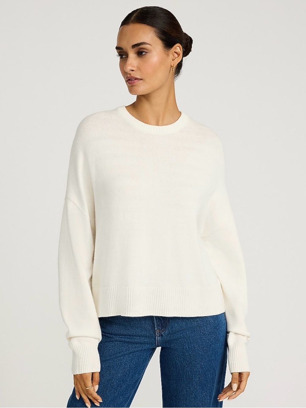 Express Ivory Crewneck Sweater - Relaxed Women's Pullover
